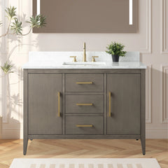 Vanity Art 48'' Single Sink Bathroom Vanity Cabinet with Engineered Marble Top - VA9048