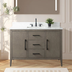 Vanity Art 48'' Single Sink Bathroom Vanity Cabinet with Engineered Marble Top - VA9048