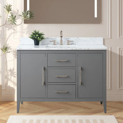 Vanity Art 48'' Single Sink Bathroom Vanity Cabinet with Engineered Marble Top - VA9048