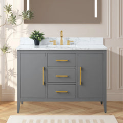 Vanity Art 48'' Single Sink Bathroom Vanity Cabinet with Engineered Marble Top - VA9048
