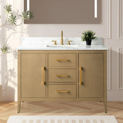Vanity Art 48'' Single Sink Bathroom Vanity Cabinet with Engineered Marble Top - VA9048