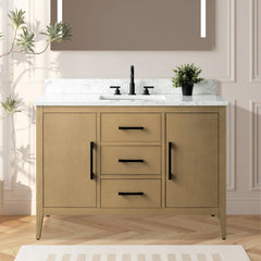 Vanity Art 48'' Single Sink Bathroom Vanity Cabinet with Engineered Marble Top - VA9048