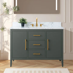 Vanity Art 48'' Single Sink Bathroom Vanity Cabinet with Engineered Marble Top - VA9048