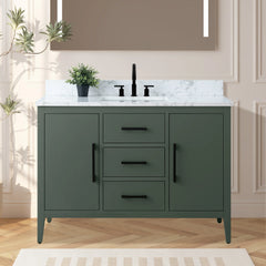 Vanity Art 48'' Single Sink Bathroom Vanity Cabinet with Engineered Marble Top - VA9048