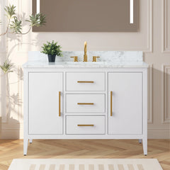 Vanity Art 48'' Single Sink Bathroom Vanity Cabinet with Engineered Marble Top - VA9048