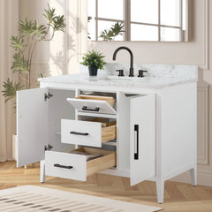 Vanity Art 48'' Single Sink Bathroom Vanity Cabinet with Engineered Marble Top - VA9048