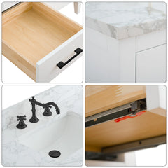 Vanity Art 48'' Single Sink Bathroom Vanity Cabinet with Engineered Marble Top - VA9048