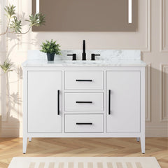 Vanity Art 48'' Single Sink Bathroom Vanity Cabinet with Engineered Marble Top - VA9048