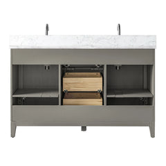 Vanity Art 54" Double Sink Freestanding Bathroom Vanity Cabinet with Marble Top - CVK54D