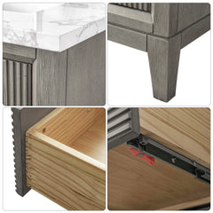 Vanity Art 54" Double Sink Freestanding Bathroom Vanity Cabinet with Marble Top - CVK54D