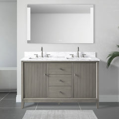 Vanity Art 54" Double Sink Freestanding Bathroom Vanity Cabinet with Marble Top - CVK54D