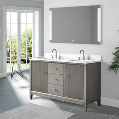 Vanity Art 54" Double Sink Freestanding Bathroom Vanity Cabinet with Marble Top - CVK54D