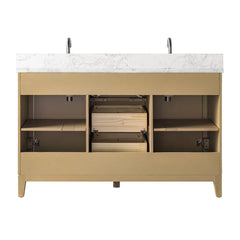 Vanity Art 54" Double Sink Freestanding Bathroom Vanity Cabinet with Marble Top - CVK54D
