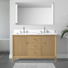 Vanity Art 54" Double Sink Freestanding Bathroom Vanity Cabinet with Marble Top - CVK54D