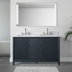 Vanity Art 54" Double Sink Freestanding Bathroom Vanity Cabinet with Marble Top - CVK54D