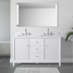 Vanity Art 54" Double Sink Freestanding Bathroom Vanity Cabinet with Marble Top - CVK54D