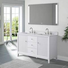 Vanity Art 54" Double Sink Freestanding Bathroom Vanity Cabinet with Marble Top - CVK54D