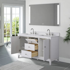 Vanity Art 54" Double Sink Freestanding Bathroom Vanity Cabinet with Marble Top - CVK54D