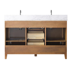 Vanity Art 54" Double Sink Freestanding Bathroom Vanity Cabinet with Marble Top - CVK54D
