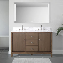 Vanity Art 54" Double Sink Freestanding Bathroom Vanity Cabinet with Marble Top - CVK54D