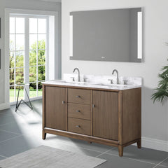Vanity Art 54" Double Sink Freestanding Bathroom Vanity Cabinet with Marble Top - CVK54D