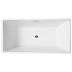 Vanity Art 59" White Acrylic Freestanding Bathtub | Contemporary Soaking Tub with Pop-up Drain and Slotted Overflow, UPC Certified - B813B1