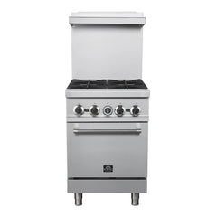 Forno Commerciale 24-Inch Commercial Gas Range – 4 Burners – 3.59 cu. ft. Oven – Stainless Steel - FCMGR0093-24