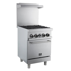 Forno Commerciale 24-Inch Commercial Gas Range – 4 Burners – 3.59 cu. ft. Oven – Stainless Steel - FCMGR0093-24