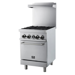 Forno Commerciale 24-Inch Commercial Gas Range – 4 Burners – 3.59 cu. ft. Oven – Stainless Steel - FCMGR0093-24