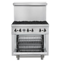 Forno Commerciale 36-Inch Commercial Gas Range – 6 Burners – 4.65 cu. ft. Oven – Stainless Steel - FCMGR0093-36