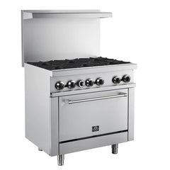 Forno Commerciale 36-Inch Commercial Gas Range – 6 Burners – 4.65 cu. ft. Oven – Stainless Steel - FCMGR0093-36