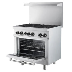 Forno Commerciale 36-Inch Commercial Gas Range – 6 Burners – 4.65 cu. ft. Oven – Stainless Steel - FCMGR0093-36