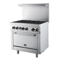 Forno Commerciale 36-Inch Commercial Gas Range – 6 Burners – 4.65 cu. ft. Oven – Stainless Steel - FCMGR0093-36