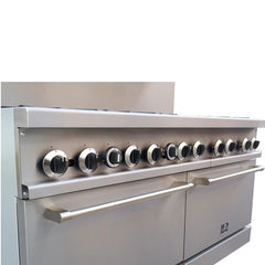 Forno Commerciale 60-Inch Commercial Gas Range – 10 Burners – 300,000 BTU – 9.3 cu. ft. Double Ovens – Stainless Steel - FCMGR0093-60