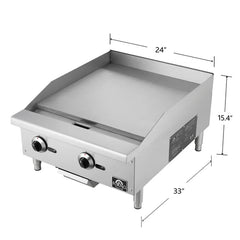 Forno Commerciale 24-Inch Commercial Gas Griddle – 60,000 BTU – Stainless Steel - FCMGG0055-24