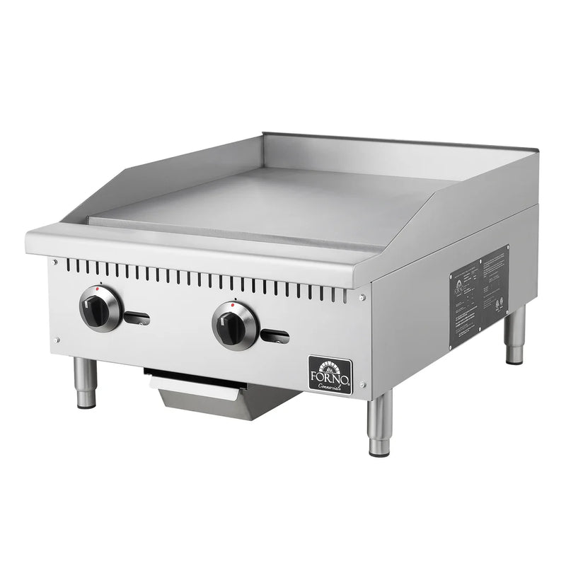 Forno Commerciale 24-Inch Commercial Gas Griddle – 60,000 BTU – Stainless Steel - FCMGG0055-24