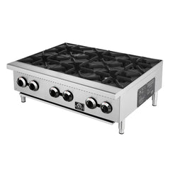 Forno Commerciale 36 Inch Gas Hotplate | 156,000 BTU | 6 Open Burners | Stainless Steel 430 - FCMHP0079-36