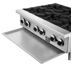 Forno Commerciale 36 Inch Gas Hotplate | 156,000 BTU | 6 Open Burners | Stainless Steel 430 - FCMHP0079-36