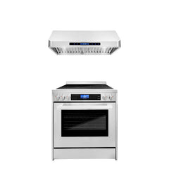 Cosmo 2-Piece Kitchen, 30″ Electric Range and 30″ Under Cabinet Range Hood - COS-2PKG-010