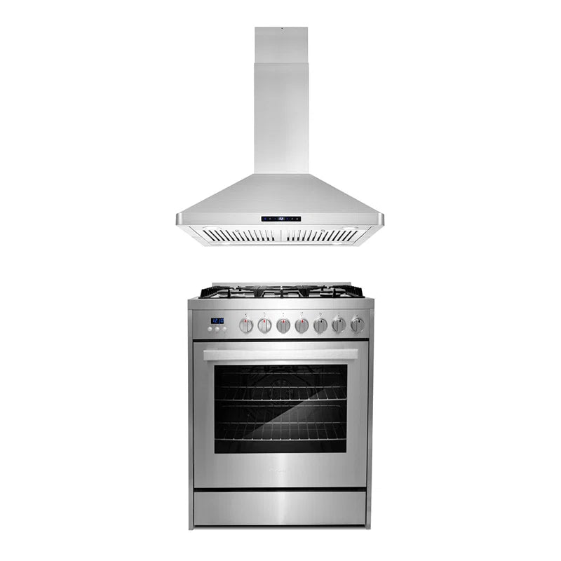 Cosmo 2-Piece Kitchen Package, 30″ Gas Range & Island Mount Range Hood - COS-2PKG-133