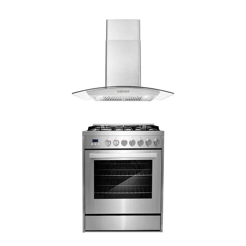 Cosmo 2-Piece Kitchen Package, 30″ Gas Range & Wall Mount Range Hood - COS-2PKG-128