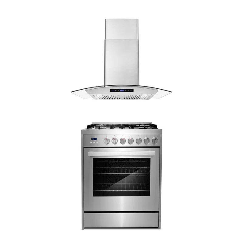 Cosmo 2-Piece Kitchen Package, 30″ Gas Range & Wall Mount Range Hood - COS-2PKG-140