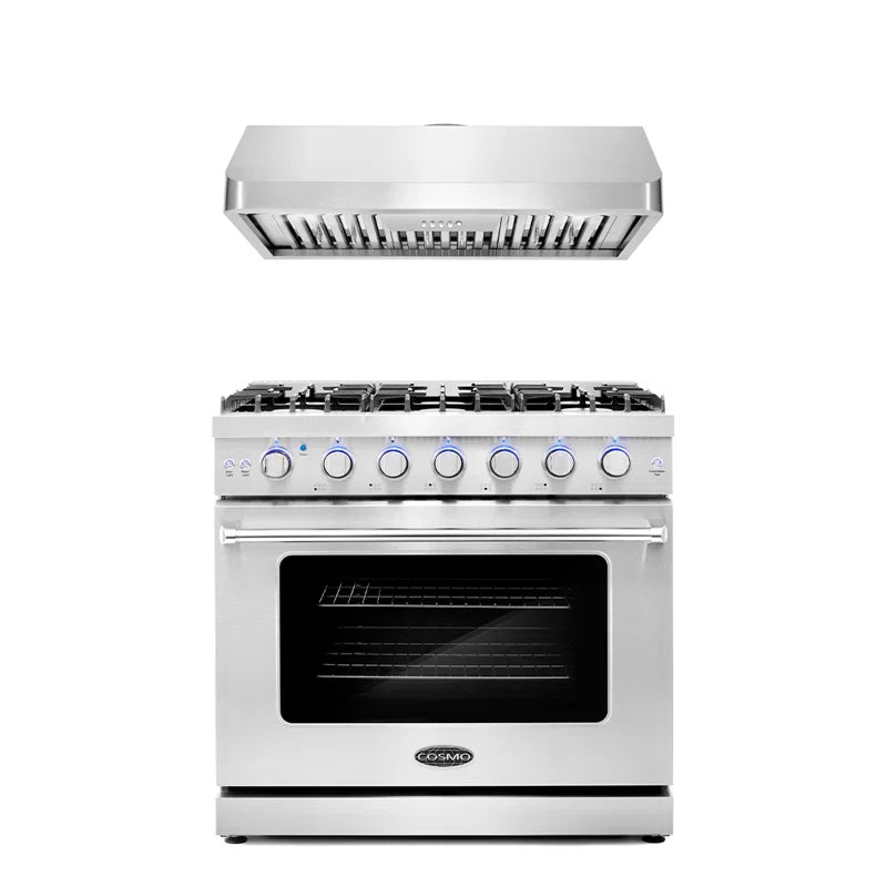 Cosmo 2-Piece Kitchen, 36″ Gas Range and 36″ Under Cabinet Range Hood - COS-2PKG-086