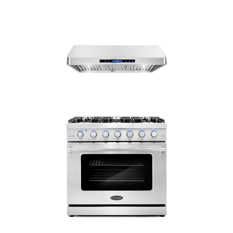Cosmo 2-Piece Kitchen, 36″ Gas Range and 36″ Under Cabinet Range Hood - COS-2PKG-087