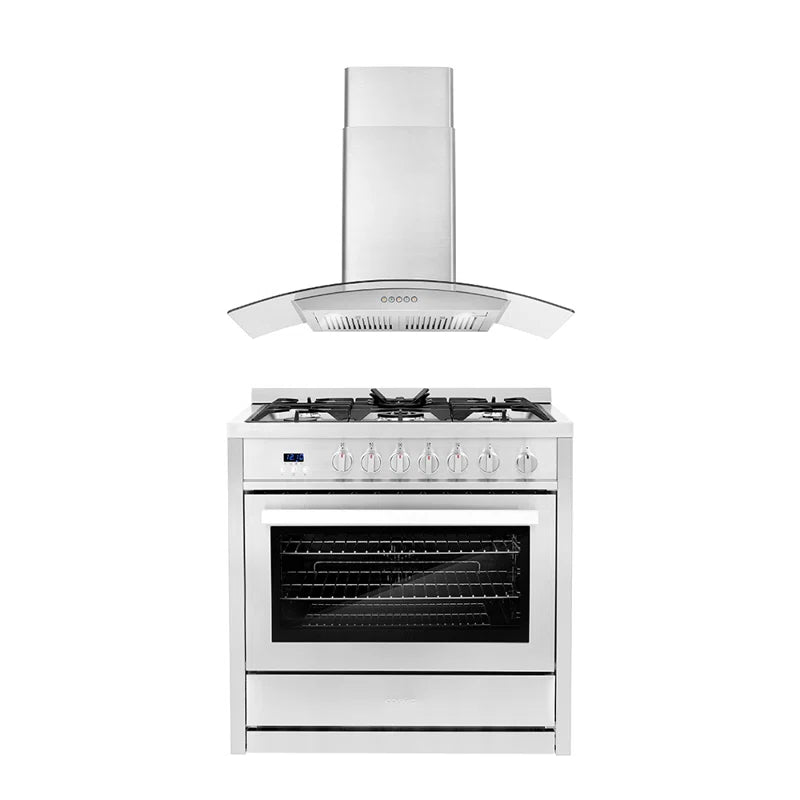 Cosmo 2-Piece Kitchen Package, 36″ Gas Range and 36″ Wall Mount Range Hood - COS-2PKG-043
