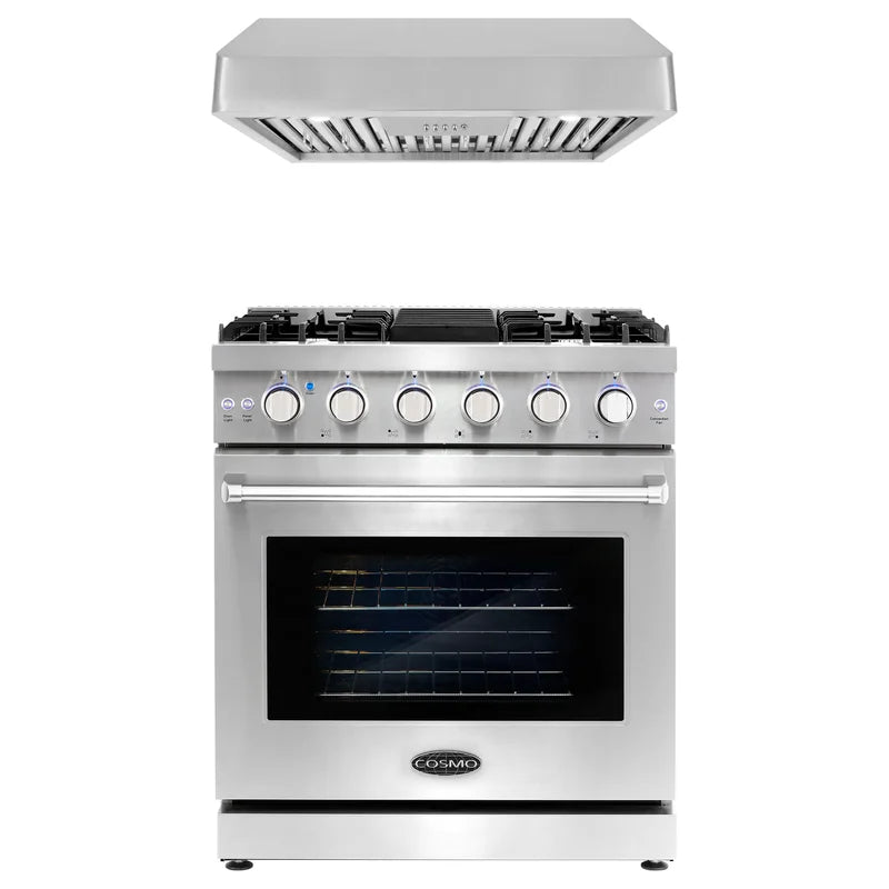 Cosmo 2-Piece Kitchen, 30″ Gas Range and 30″ Under Cabinet Range Hood	- COS-2PKG-074