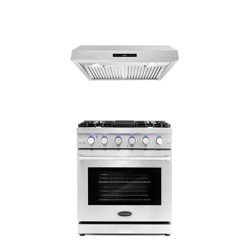 Cosmo 2-Piece Kitchen, 30″ Gas Range and 30″ Under Cabinet Range Hood - COS-2PKG-077