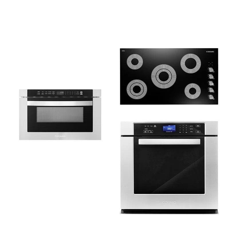 Cosmo 3PC Package, 36″ Electric Cooktop 24″ Microwave Drawer 30″ Electric Wall Oven - COS-3PKG-109
