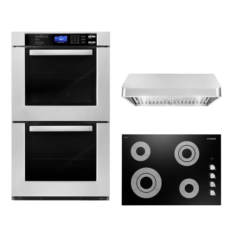 Cosmo 3-Piece 30″ Electric Cooktop 30″ Under Cabinet Range Hood 30″ Wall Oven - COS-3PKG-070