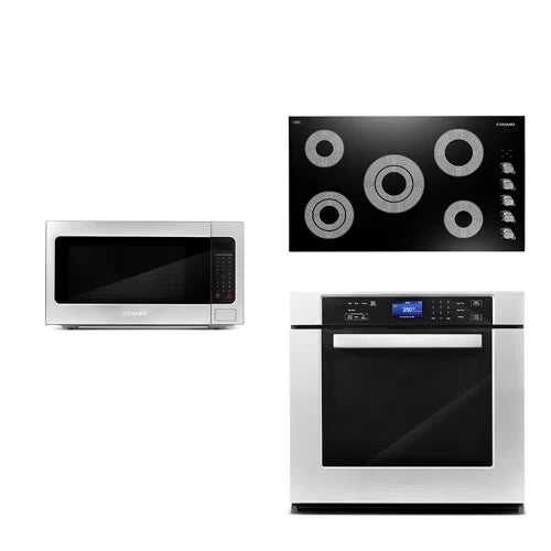 Cosmo 3-Piece 36″ Electric Cooktop 24.4″ Countertop Microwave 30″ Electric Wall Oven - COS-3PKG-090